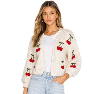Forever 21 Cherry Chunky Knit Cardigan Sweater Size XS Women 9/10 KIDS